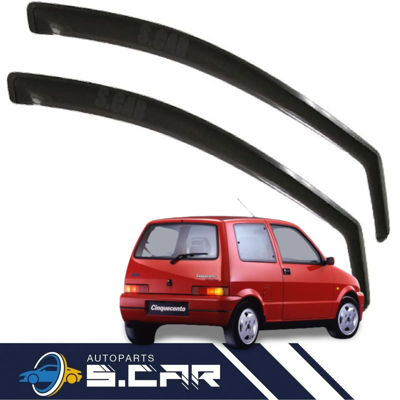 DEFLETTORI PER FIAT CINQUECENTO da 1992 ANTITURBO FUME' ANTIVENTO 1280A FARAD - immagine 2