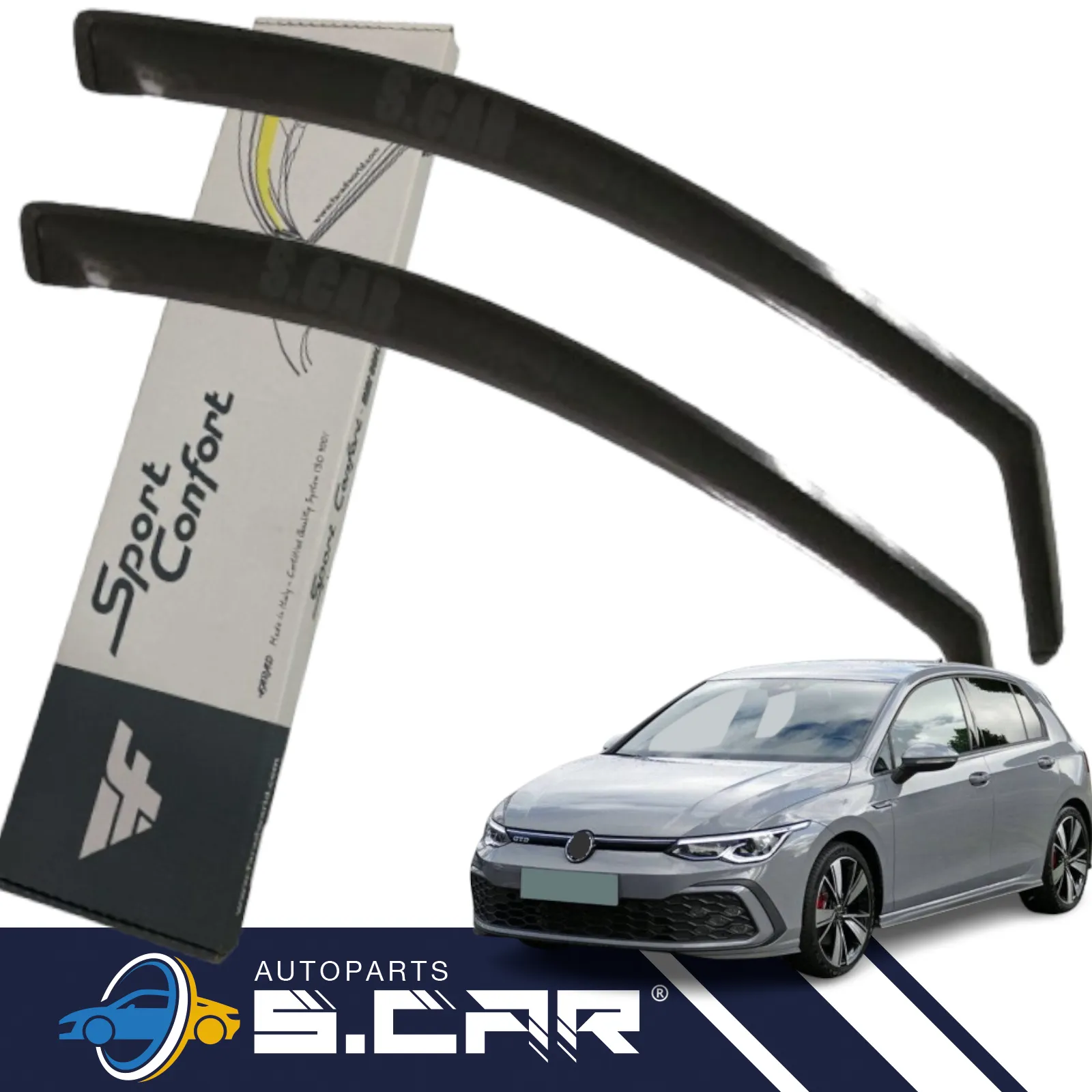 Farad 2 Deflettori Aria Per Golf VIII 8 Antivento Antiturbo Fume 12778