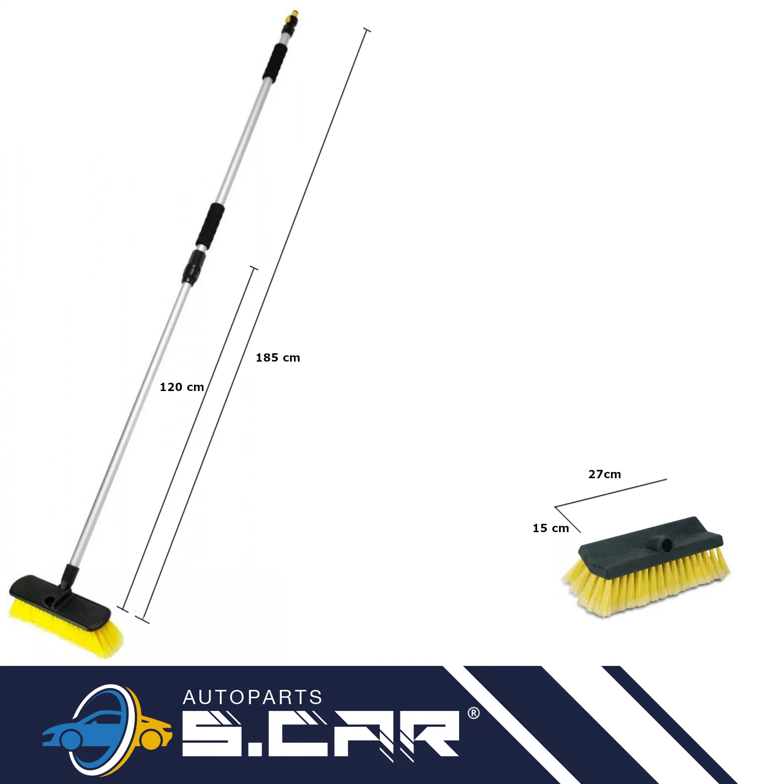 Idrospazzola Spazzolone Pulizia Lavaggio Camper Camion Manico Telescopico 180 cm - immagine 5